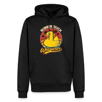 Rubber Duck Whisperer Gummiente Quietscheente - Männer Premium Bio Hoodie - Schwarz - Vorne - Nico (187cm)