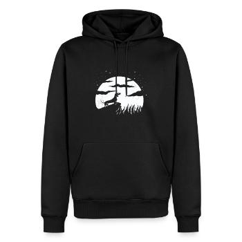 Chien de toit allemand Lune Teckel - Sweat à capuche Premium bio Homme - noir - Devant - Nico (187cm)