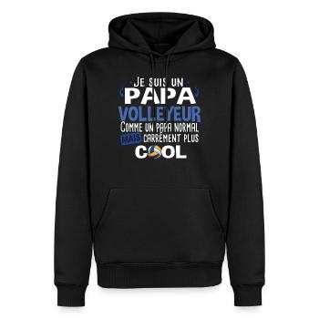 Papa père Volleyeur Volley Volleyball sport Noël - Sweat à capuche Premium bio Homme - noir - Devant - Nico (187cm)