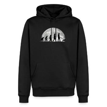 Brandlbracke Evolution Mond Bracke Hund - Männer Premium Bio Hoodie - Schwarz - Vorne - Nico (187cm)