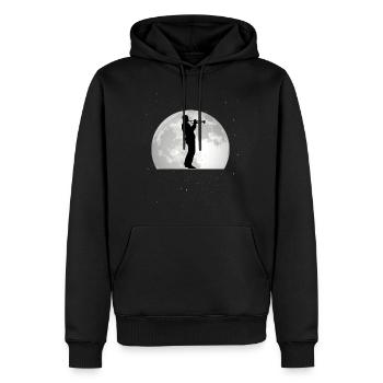 Trompette Lune Orchestre trompette musicien - Sweat à capuche Premium bio Homme - noir - Devant - Nico (187cm)