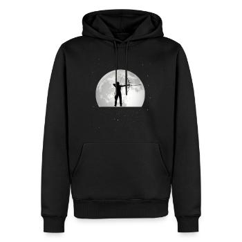 Arc-en-ciel Lune Flèche et arc - Sweat à capuche Premium bio Homme - noir - Devant - Nico (187cm)