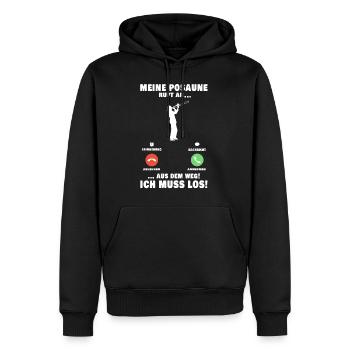 Meine Posaune ruft an Posaunist Posaunenspieler - Männer Premium Bio Hoodie - Schwarz - Vorne - Nico (187cm)