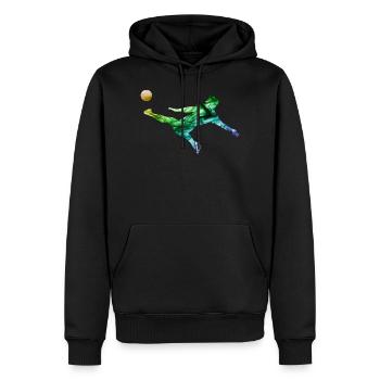Bunter Fußballer - Männer Premium Bio Hoodie - Schwarz - Vorne - Nico (187cm)