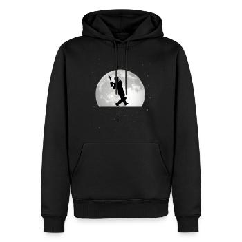 Cricket La lune Joueuse de Cricket - Sweat à capuche Premium bio Homme - noir - Devant - Nico (187cm)