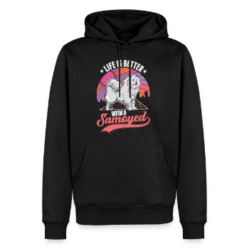 Life is better with a Samoyed Samojede Samojeden - Sweat à capuche Premium bio Homme - noir - Devant - Nico (187cm)