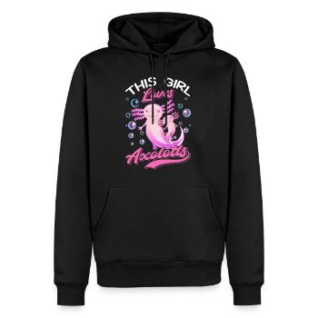 This Girl loves Axolotls fille - Sweat à capuche Premium bio Homme - noir - Devant - Nico (187cm)