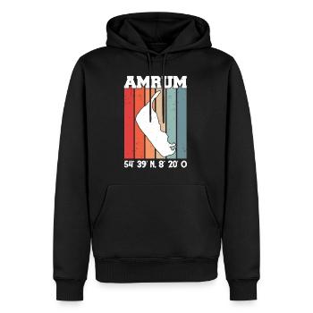 Amrum Koordinaten Strandkorb Nordsee - Männer Premium Bio Hoodie - Schwarz - Vorne - Nico (187cm)
