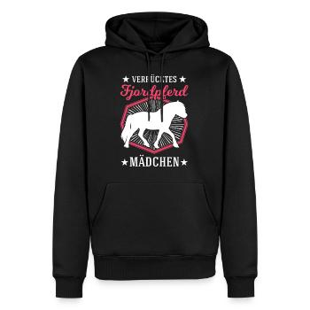 Verrücktes Fjordpferd Mädchen Norweger Fjord Pferd - Männer Premium Bio Hoodie - Schwarz - Vorne - Nico (187cm)