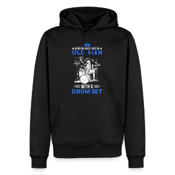 Batterie Old Man Batteur Batteur - Sweat à capuche Premium bio Homme - noir - Devant - Nico (187cm)