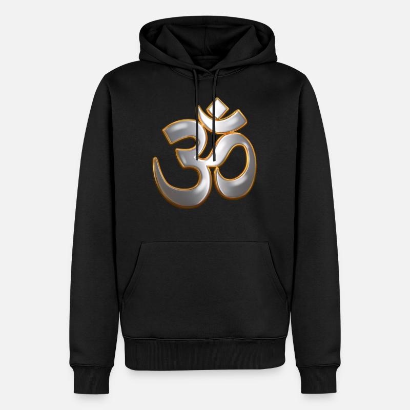 Om (Silver Chrome) - Männer Premium Bio Hoodie - Schwarz