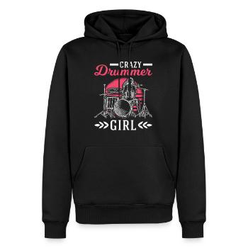 Crazy Drummer Girl Schlagzeug Schlagzeuger - Männer Premium Bio Hoodie - Schwarz - Vorne - Nico (187cm)