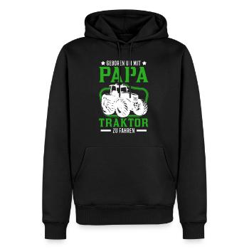 Traktor Papa Sohn Landwirt Traktorfahrer - Männer Premium Bio Hoodie - Schwarz - Vorne - Nico (187cm)