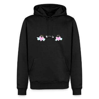 cœur cœur amour ange flèche symbole - Sweat à capuche Premium bio Homme - noir - Devant - Nico (187cm)
