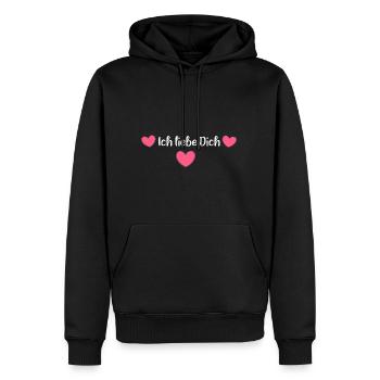 Ich liebe Dich Herz Valentinstag - Männer Premium Bio Hoodie - Schwarz - Vorne - Nico (187cm)