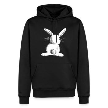 Weißer Langohr Hase Comic - Männer Premium Bio Hoodie - Schwarz - Vorne - Nico (187cm)