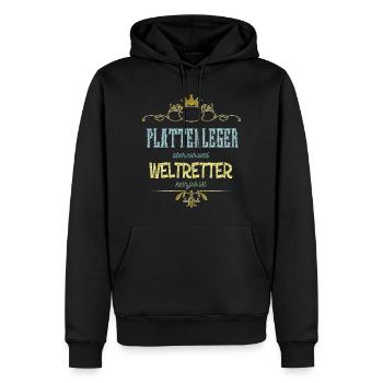 Plattenleger Weltretter - Männer Premium Bio Hoodie - Schwarz - Vorne - Nico (187cm)