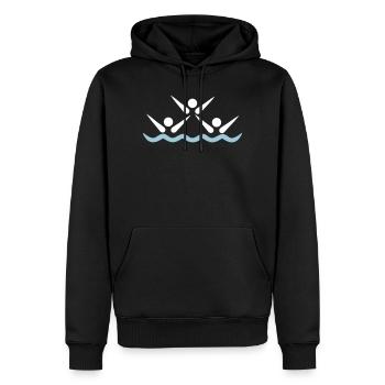 nage synchronisée - Sweat à capuche Premium bio Homme - noir - Devant - Nico (187cm)