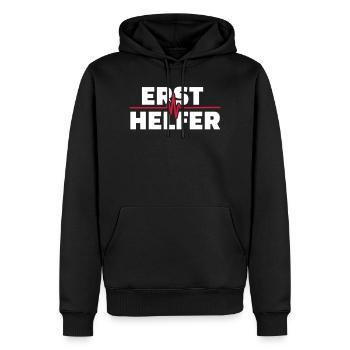 Ersthelfer - Männer Premium Bio Hoodie - Schwarz - Vorne - Nico (187cm)
