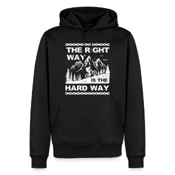 vélo de montagne, chemin difficile, vélo, vélo, montagnes - Sweat à capuche Premium bio Homme - noir - Devant - Nico (187cm)