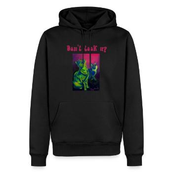 Nicht nach oben schauen - Männer Premium Bio Hoodie - Schwarz - Vorne - Nico (187cm)