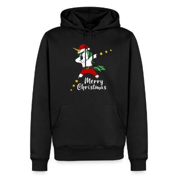 Joyeux Noël Licorne dabing - Sweat à capuche Premium bio Homme - noir - Devant - Nico (187cm)