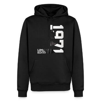 ÉDITION LIMITÉE 55E ANNIVERSAIRE 1971 - Sweat à capuche Premium bio Homme - noir - Devant - Nico (187cm)