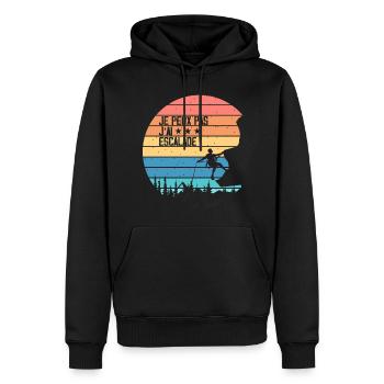 Ich kann nicht, ich bin geklettert - Männer Premium Bio Hoodie - Schwarz - Vorne - Nico (187cm)