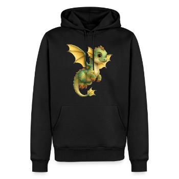 Drache - Männer Premium Bio Hoodie - Schwarz - Vorne - Nico (187cm)