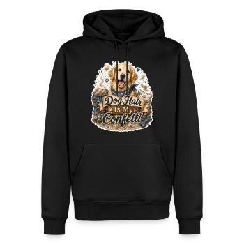 Les poils de chien, c’est mon confetti, mon petit - Sweat à capuche Premium bio Homme - noir - Devant - Nico (187cm)