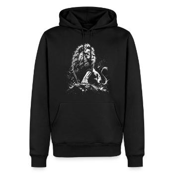 Lion sur les rochers Cool Fier Courageux Gracieux Leo - Sweat à capuche Premium bio Homme - noir - Devant - Nico (187cm)