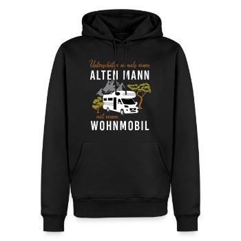 Unterschätze niemals alten Mann mit Wohnmobil - Männer Premium Bio Hoodie - Schwarz - Vorne - Nico (187cm)