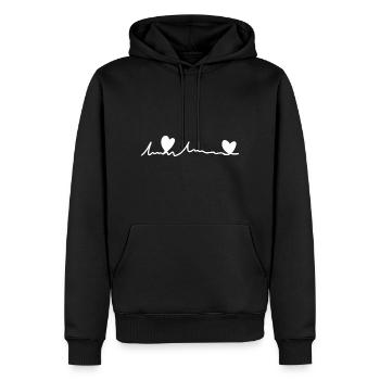 coeur de texte de police de ligne - Sweat à capuche Premium bio Homme - noir - Devant - Nico (187cm)