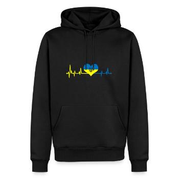 Heartbeat Ukraine Flag I Stand With Ukraine - Männer Premium Bio Hoodie - Schwarz - Vorne - Nico (187cm)