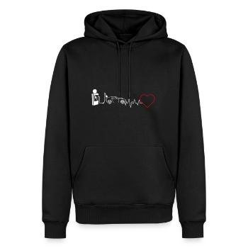 E-car Heartbeat ECG electric Car rEVolution EV Pul - Männer Premium Bio Hoodie - Schwarz - Vorne - Nico (187cm)