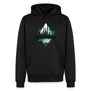 Wald Triangel Bäume Natur - Männer Premium Bio Hoodie - Schwarz - Vorne - Nico (187cm)