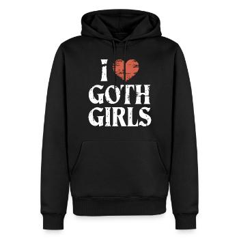 J’adore les filles gothiques ! Gothique Esthétique Goth Mommy - Sweat à capuche Premium bio Homme - noir - Devant - Nico (187cm)