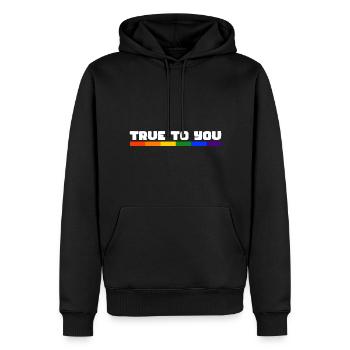 Rainbow Connection Embrace, Happy Pride - Männer Premium Bio Hoodie - Schwarz - Vorne - Nico (187cm)