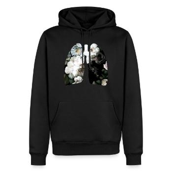 Bloom Flower Breath - Men’s Premium Organic Hoodie - black - Front - Nico (187cm)