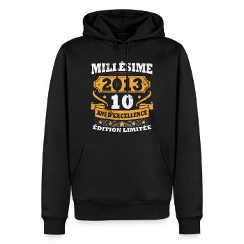 Millésime 2013 Rétro Cadeau D'nniversaire 10 ans - Sweat à capuche Premium bio Homme - noir - Devant - Nico (187cm)