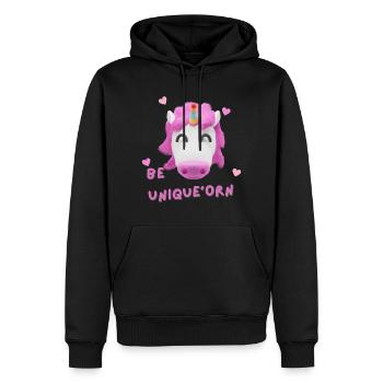 Be Unique'orn Unicorn Design - Men’s Premium Organic Hoodie - black - Front - Nico (187cm)