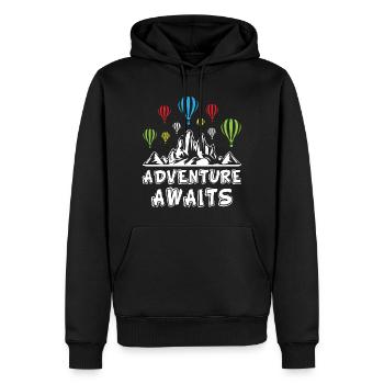 L’aventure attend les montgolfières - Sweat à capuche Premium bio Homme - noir - Devant - Nico (187cm)