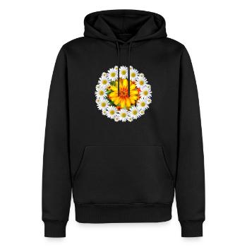 Margeriten mit bunter Blüte Gänseblümchen Blume - Männer Premium Bio Hoodie - Schwarz - Vorne - Nico (187cm)