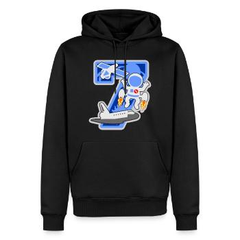 Astronaut 7. Geburtstagsparty Nummer 7 - 7 Jahre - Männer Premium Bio Hoodie - Schwarz - Vorne - Nico (187cm)
