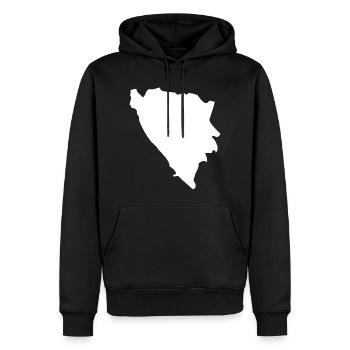 Drapeau de carte de Bosnie-Herzégovine - Sweat à capuche Premium bio Homme - noir - Devant - Nico (187cm)