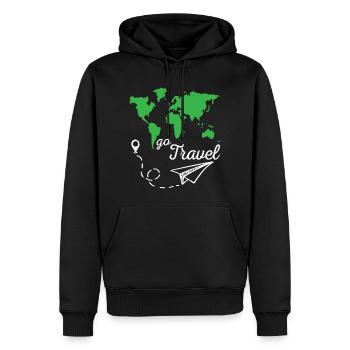 Go Travel - Männer Premium Bio Hoodie - Schwarz - Vorne - Nico (187cm)