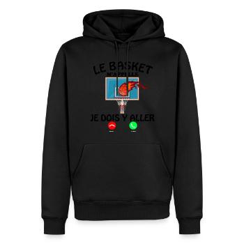 Basket m'appelle Humour Basketteur Homme Et Enfant - Sweat à capuche Premium bio Homme - noir - Devant - Nico (187cm)