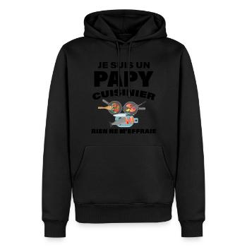 Papy Métier Cuisinier Pour La Famille Cadeau - Sweat à capuche Premium bio Homme - noir - Devant - Nico (187cm)