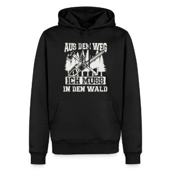Aus dem Weg ich muss in den Wald - Männer Premium Bio Hoodie - Schwarz - Vorne - Nico (187cm)