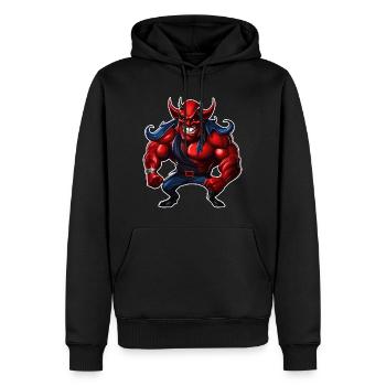 Evil grinning horror devil with muscles - Men’s Premium Organic Hoodie - black - Front - Nico (187cm)